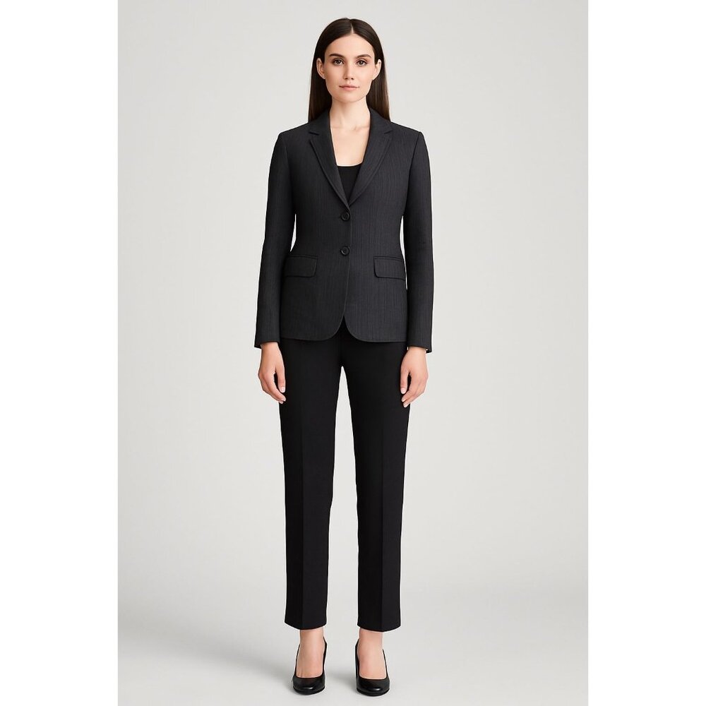 Theory Black Pinstripe Wool Blazer